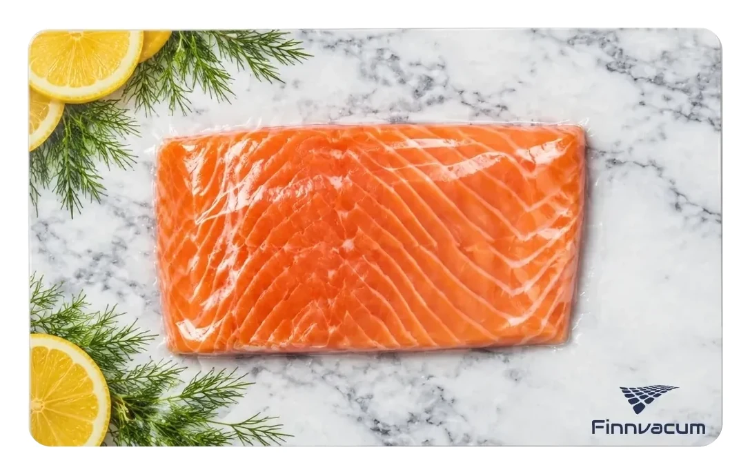 Филе лосося в упаковке SKINFRESH на подложке с печатью